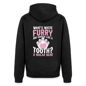 Furry and Shaped Like A Tooth A Molar Bear - Unisex Premium Bio Zip Hoodie - Schwarz - Hinten - Nico (187cm)