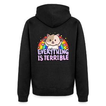 Everything is horrible sarcasm rainbow - Unisex Premium Organic Zip Hoodie - black - Back - Nico (187cm)