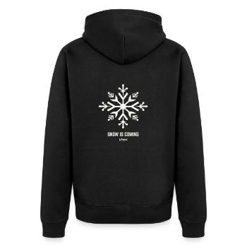 Snow is coming. - Unisex Premium Organic Zip Hoodie - black - Back - Nico (187cm)