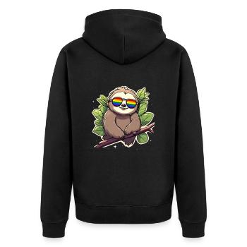 LGBTQ Koala mit Sonnenbrille - Unisex Premium Bio Zip Hoodie - Schwarz - Hinten - Nico (187cm)