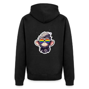 LGBTQ Affe - Unisex Premium Bio Zip Hoodie - Schwarz - Hinten - Nico (187cm)