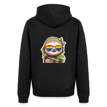 LGBTQ Pride Month Sloth with Sunglasses - Unisex Premium Organic Zip Hoodie - black - Back - Nico (187cm)