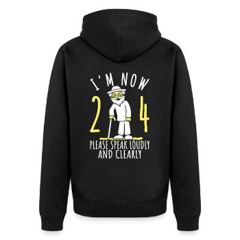 24. Geburtstag 24er 24ter Ich bin jetzt 24 Jahre - Unisex Premium Bio Zip Hoodie - Schwarz - Hinten - Nico (187cm)