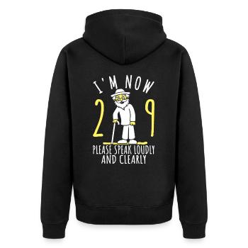 29. Geburtstag 29er 29ter Ich bin jetzt 29 Jahre - Unisex Premium Bio Zip Hoodie - Schwarz - Hinten - Nico (187cm)