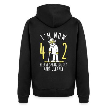 42. Geburtstag 42er 42ter Ich bin jetzt 42 Jahre - Unisex Premium Bio Zip Hoodie - Schwarz - Hinten - Nico (187cm)