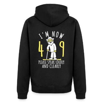 49. Geburtstag 49er 49ter Ich bin jetzt 49 Jahre - Unisex Premium Bio Zip Hoodie - Schwarz - Hinten - Nico (187cm)