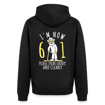61. Geburtstag 61er 61ter Ich bin jetzt 61 Jahre - Unisex Premium Bio Zip Hoodie - Schwarz - Hinten - Nico (187cm)