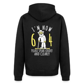 64th birthday 64th 64th I am now 64 years old - Unisex Premium Organic Zip Hoodie - black - Back - Nico (187cm)
