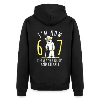 67th birthday 67th 67th I'm 67 years old now - Unisex Premium Organic Zip Hoodie - black - Back - Nico (187cm)