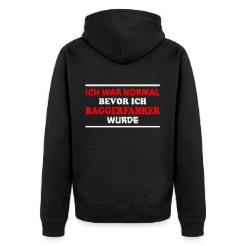 Baggerfahrer Spruch Lustiges Baggerfahrer Geschenk - Unisex Premium Bio Zip Hoodie - Schwarz - Hinten - Nico (187cm)