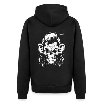 Graffiti-Tattoo-Affe - Unisex Premium Bio Zip Hoodie - Schwarz - Hinten - Nico (187cm)