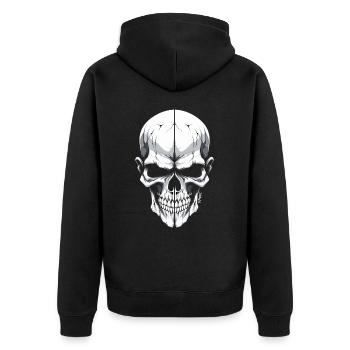 White and cool split skull - Unisex Premium Organic Zip Hoodie - black - Back - Nico (187cm)