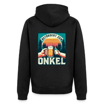 Werdender Onkel zukünftiger Befördert zum Onkel - Unisex Premium Bio Zip Hoodie - Schwarz - Hinten - Nico (187cm)