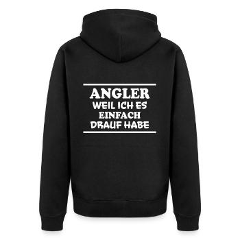 Angler Spruch Fische Angeln Meer Angler Geschenk - Unisex Premium Bio Zip Hoodie - Schwarz - Hinten - Nico (187cm)