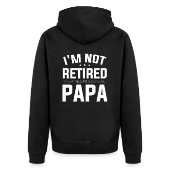 Ruhestandshemden für Papa im Ruhestand von Enkelkindern - Unisex Premium Bio Zip Hoodie - Schwarz - Hinten - Nico (187cm)