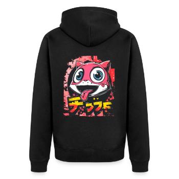 Graffiti Japonais Mignon Coquine Anime Chat - Veste à capuche bio Premium Unisexe - noir - Dos - Nico (187cm)