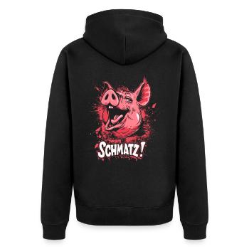 Coquine Petit Cochon Rose Bisous Smack - Veste à capuche bio Premium Unisexe - noir - Dos - Nico (187cm)