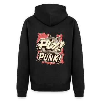 Cartoon Punk Schwein - Unisex Premium Bio Zip Hoodie - Schwarz - Hinten - Nico (187cm)