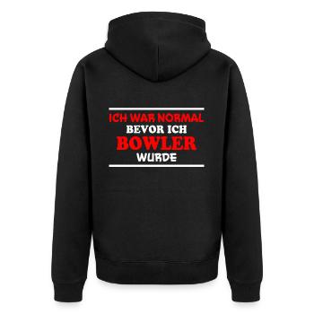 Bowling Spruch Bowlingspieler Witz Bowler Geschenk - Unisex Premium Bio Zip Hoodie - Schwarz - Hinten - Nico (187cm)