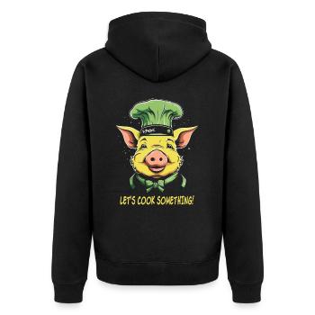 Pork Chef Chef: Let's cook something! - Unisex Premium Organic Zip Hoodie - black - Back - Nico (187cm)