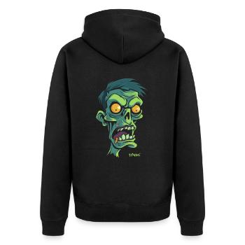 Dessin animé d’un zombie vert, zombie horrible - Veste à capuche bio Premium Unisexe - noir - Dos - Nico (187cm)