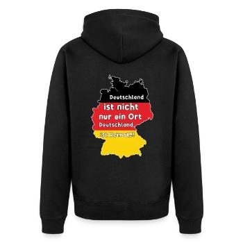 Deutschland ist Heimat - Unisex Premium Bio Zip Hoodie - Schwarz - Hinten - Nico (187cm)
