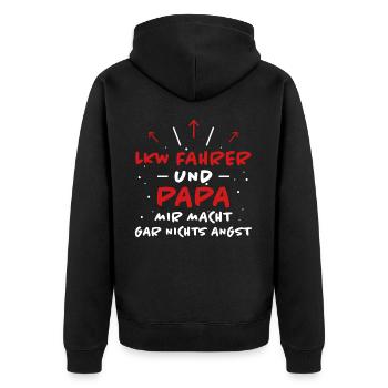 LKW Fahrer Spruch Job Lustiges LKW Fahrer Geschenk - Unisex Premium Bio Zip Hoodie - Schwarz - Hinten - Nico (187cm)