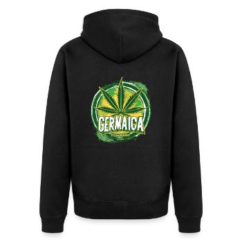 yes ayah! Germaica Germany cannabis Jamaika legal - Unisex Premium Bio Zip Hoodie - Schwarz - Hinten - Nico (187cm)