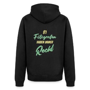 §1 Fotografen haben immer Recht - Unisex Premium Bio Zip Hoodie - Schwarz - Hinten - Nico (187cm)