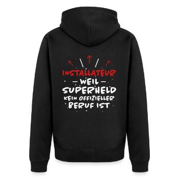Installateur Spruch Heizung Installateur Geschenk - Unisex Premium Bio Zip Hoodie - Schwarz - Hinten - Nico (187cm)