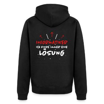 Informatiker Spruch Lustige Programmierer Geschenk - Unisex Premium Bio Zip Hoodie - Schwarz - Hinten - Nico (187cm)