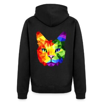 Lgbt Silhouette Poly Art Crystal Kitten Lover - Unisex Premium Organic Zip Hoodie - black - Back - Nico (187cm)