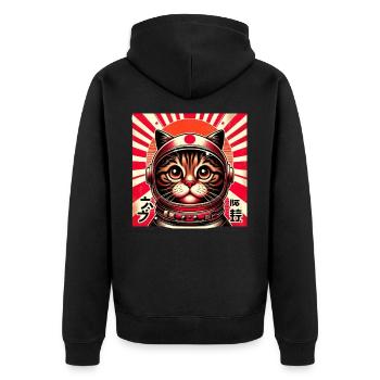 Vintage Japanese Kitten Retro Cute Sunset - Unisex Premium Organic Zip Hoodie - black - Back - Nico (187cm)