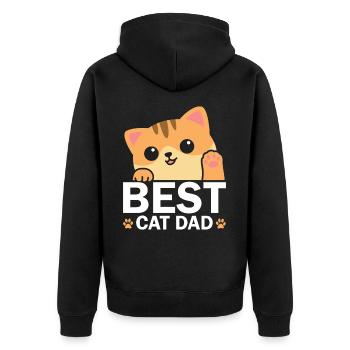 Best Cat Dad Cute Kitten Lover Paw Father's Day - Unisex Premium Organic Zip Hoodie - black - Back - Nico (187cm)