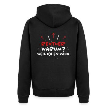 Rentner Spruch Rente Ruhestand Rentner Geschenk - Unisex Premium Bio Zip Hoodie - Schwarz - Hinten - Nico (187cm)