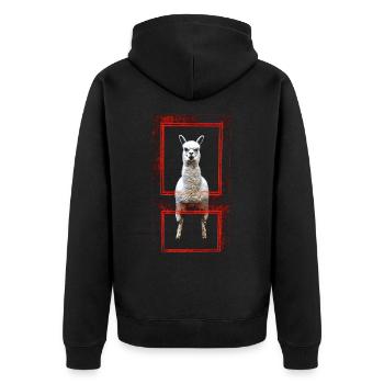 Alpaca Animal Art Graphic Motif Fun Llama - Unisex Premium Organic Zip Hoodie - black - Back - Nico (187cm)