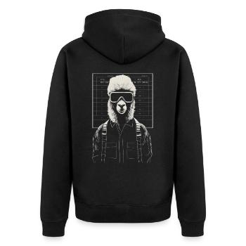 Alpaca Animal Drawing Graphic Llama - Unisex Premium Organic Zip Hoodie - black - Back - Nico (187cm)