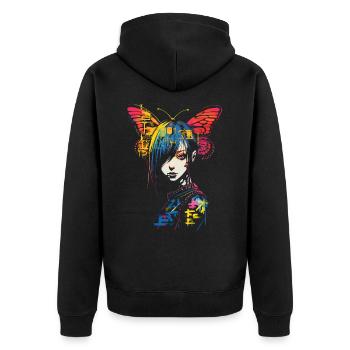 Anime Papillon Texte Coloré Graphique Femmes Anim - Veste à capuche bio Premium Unisexe - noir - Dos - Nico (187cm)