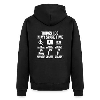 Things I do in my spare time: Basketball - Unisex Premium Organic Zip Hoodie - black - Back - Nico (187cm)