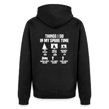 Things I do in my spare time Sailing - Unisex Premium Organic Zip Hoodie - black - Back - Nico (187cm)