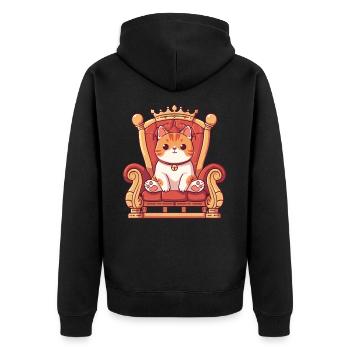 Throne King Meme Kitten Pet Lover - Unisex Premium Organic Zip Hoodie - black - Back - Nico (187cm)