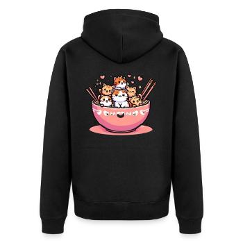 Kitten Noodle Lover Japanese Cute - Unisex Premium Organic Zip Hoodie - black - Back - Nico (187cm)