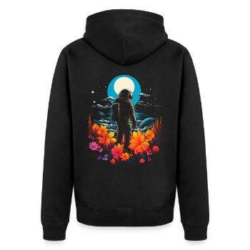 Astronaut Floral Artwork Nature Graphic Motif Astr - Unisex Premium Organic Zip Hoodie - black - Back - Nico (187cm)