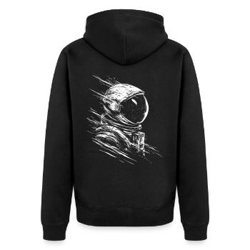 Astronaut Zeichnung Kunst Grafik Motiv Astronaut - Unisex Premium Bio Zip Hoodie - Schwarz - Hinten - Nico (187cm)