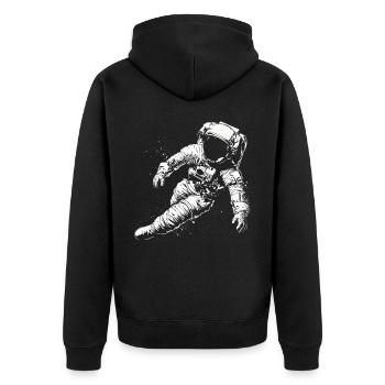 Astronaut Illustration Artwork Graphic Motif Astr - Unisex Premium Organic Zip Hoodie - black - Back - Nico (187cm)