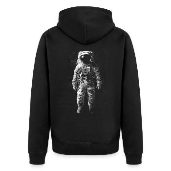 Astronaut Drawing Art Illustration Motif Astro - Unisex Premium Organic Zip Hoodie - black - Back - Nico (187cm)