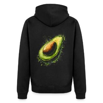 Avocado Malerei Kunstwerk Grafik Motiv Avocado - Unisex Premium Bio Zip Hoodie - Schwarz - Hinten - Nico (187cm)