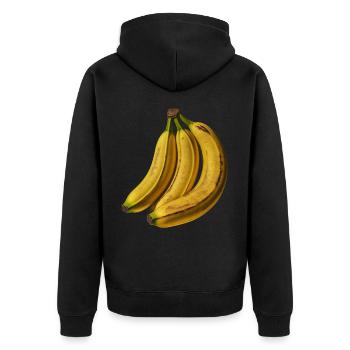 Banane Obst Kunstwerk Grafikmotiv Banane - Unisex Premium Bio Zip Hoodie - Schwarz - Hinten - Nico (187cm)