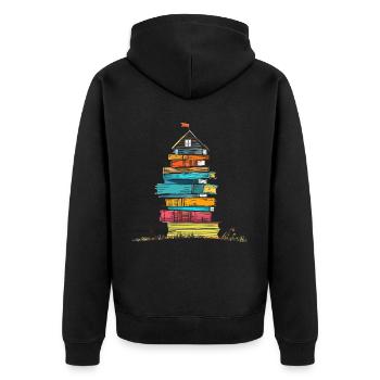 Book House Artwork Illustration Graphic Artwork - Unisex Premium Organic Zip Hoodie - black - Back - Nico (187cm)