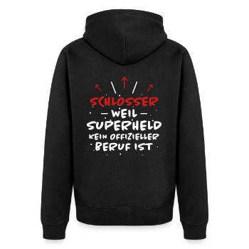 Schlosser Spruch Beruf Lustiges Schlosser Geschenk - Unisex Premium Bio Zip Hoodie - Schwarz - Hinten - Nico (187cm)